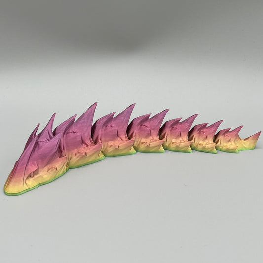 Heady Prints 3D printed multicolor articulated sea serpent, side view