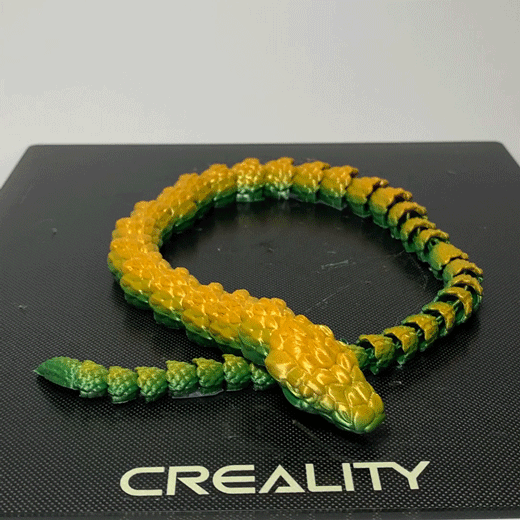 Heady Prints 3D printed green and yellow Brazilian Kobra, animated
