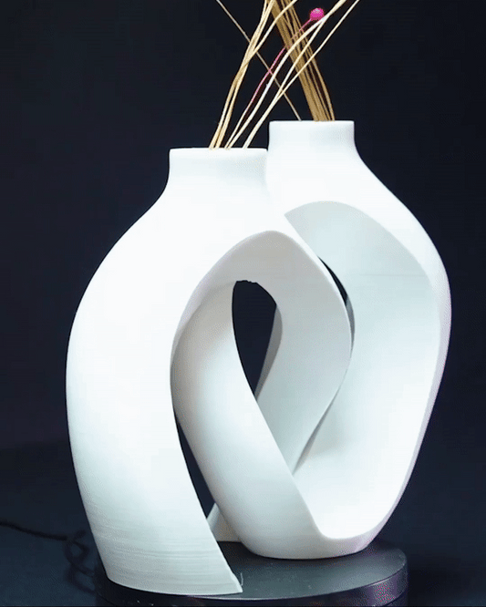 Heady Prints 3D printed white modern vase, animated