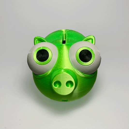 Heady Prints 3D printed green Piggy Pork Bank, animated product view