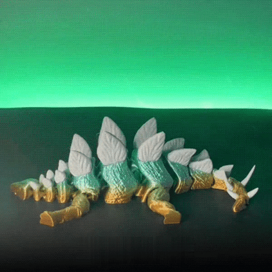 Heady Prints 3D printed Zandhros teal and yellow dragon figurine, animated product view