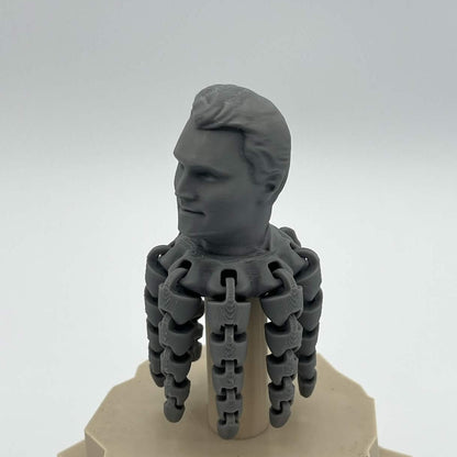 Heady Prints 3D printed gray Kirktopus articulated octopus figure, staged view