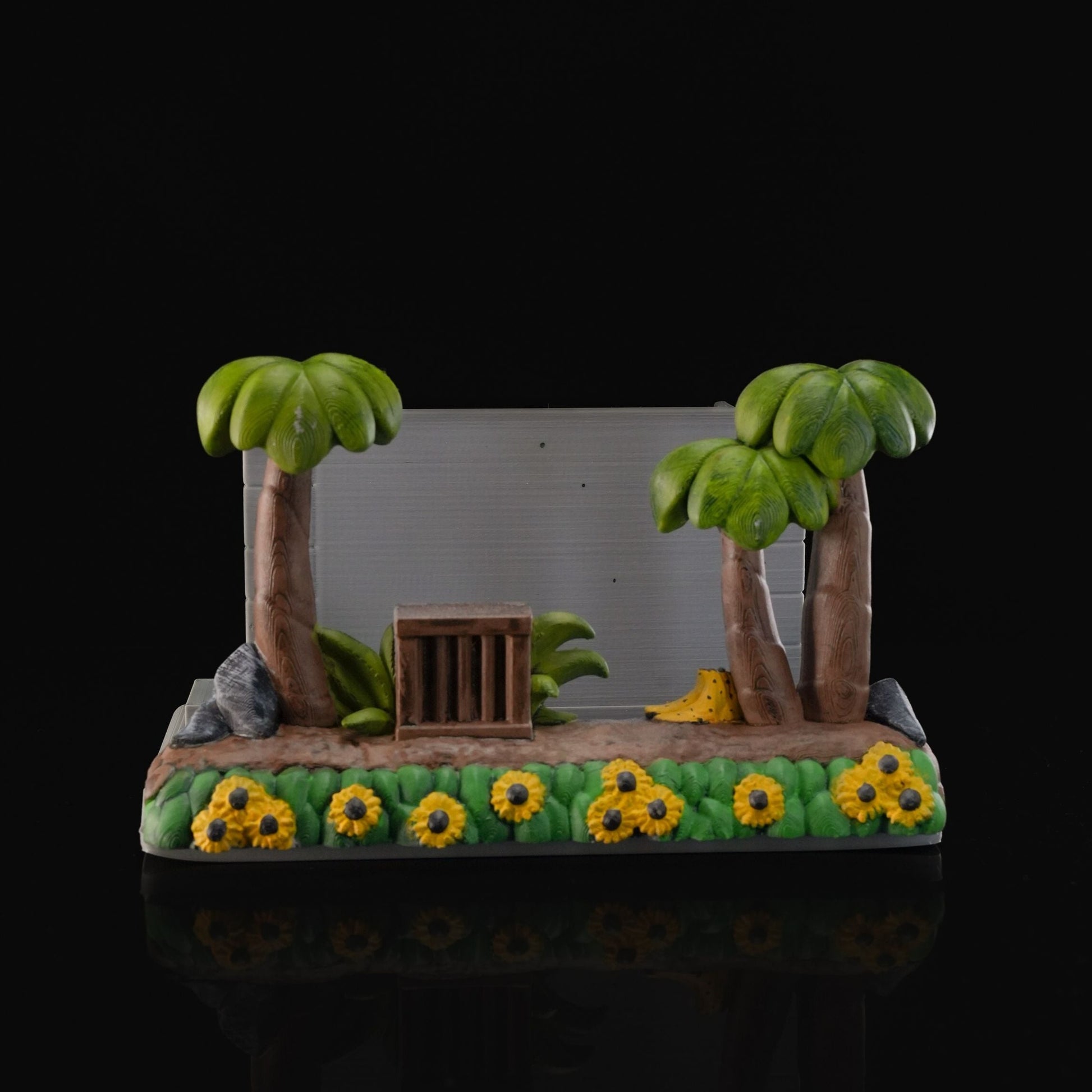 Heady Prints 3D printed Adventure console holder with palm trees, angled view