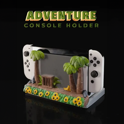 Heady Prints 3D printed Adventure console holder with palm trees, Nintendo Switch desk accessory