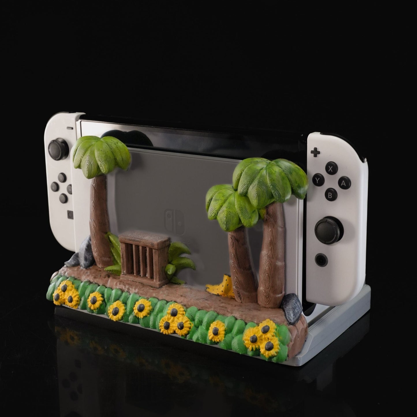 Heady Prints 3D printed Adventure console holder with Nintendo Switch, side view