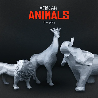 Heady Prints 3D printed geometric African animal figurine set, animated product view