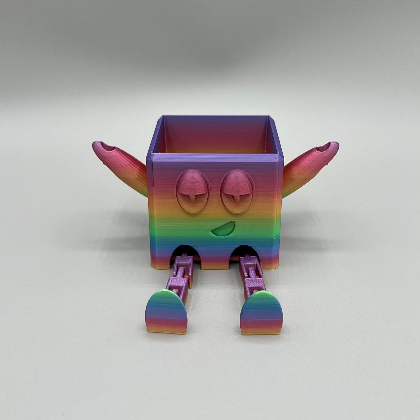 Heady Prints 3D printed multicolor articulated chill buddy, angled view