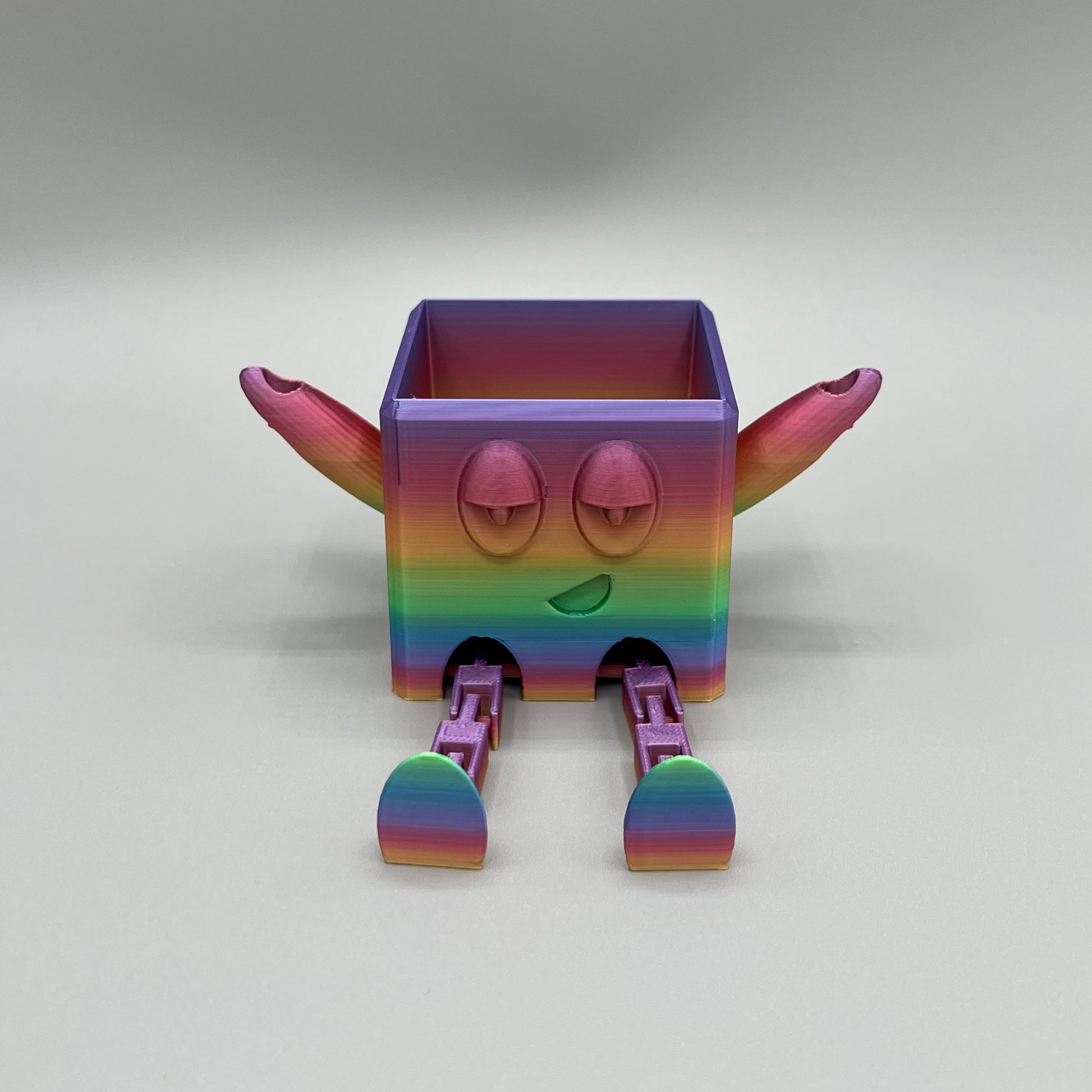 Heady Prints 3D printed multicolor articulated chill buddy, angled view