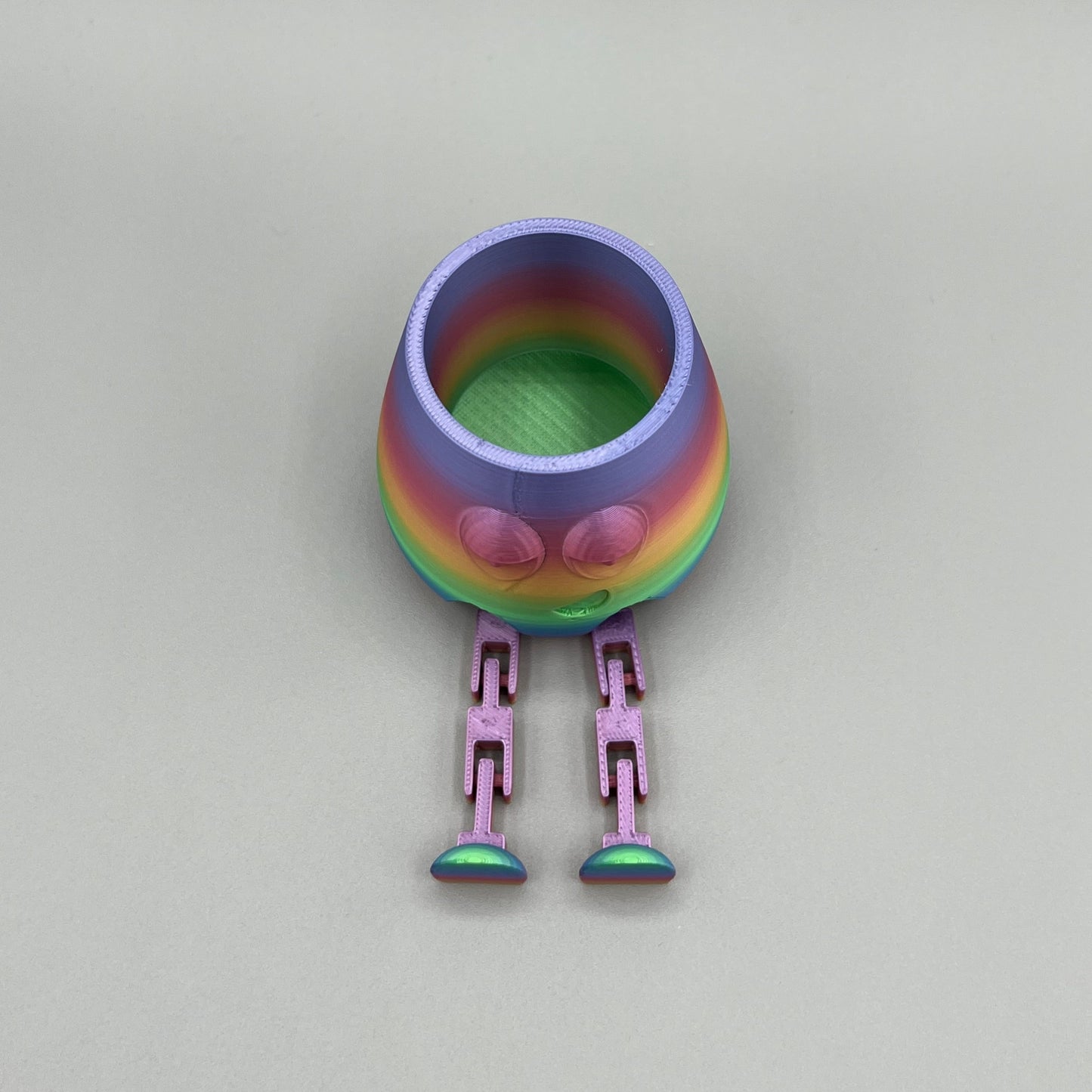 Heady Prints 3D printed multicolor articulated chill buddy, side view