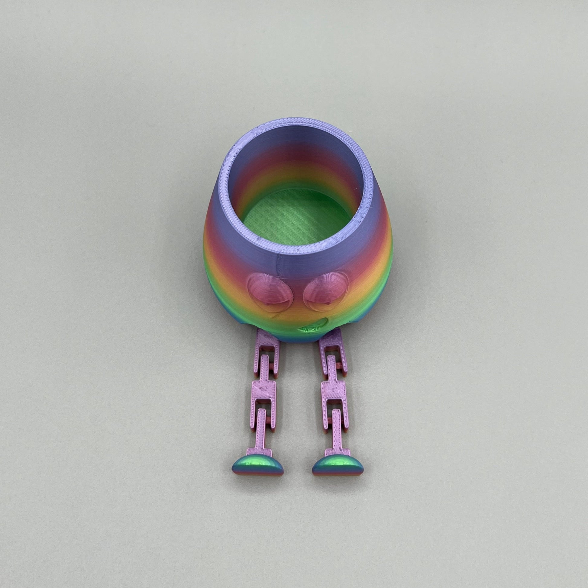 Heady Prints 3D printed multicolor articulated chill buddy, side view
