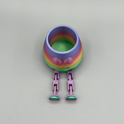 Heady Prints 3D printed multicolor articulated chill buddy, side view
