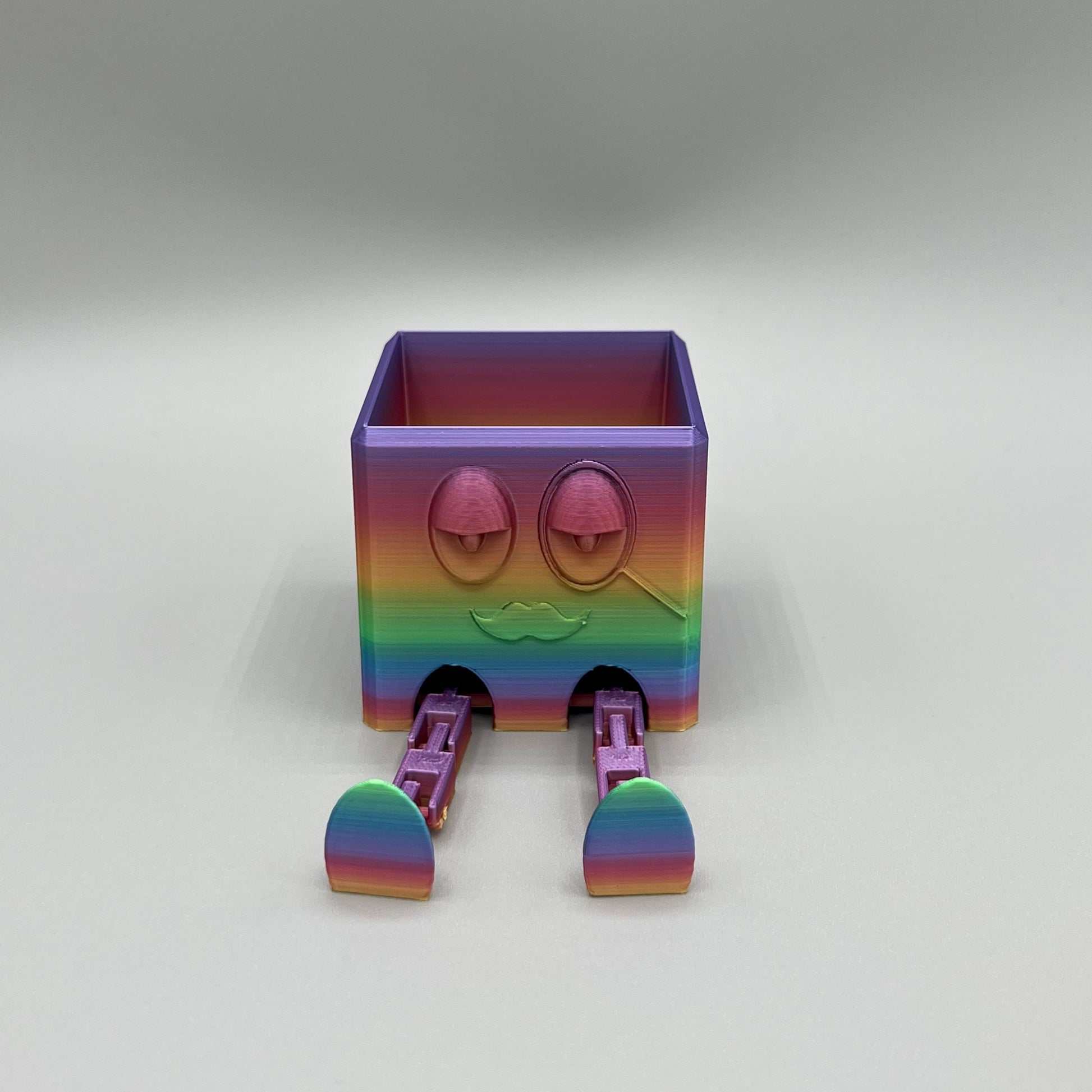 Heady Prints 3D printed multicolor articulated chill buddy, three quarter view