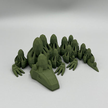 Heady Prints 3D printed green articulated gem lizard, promo