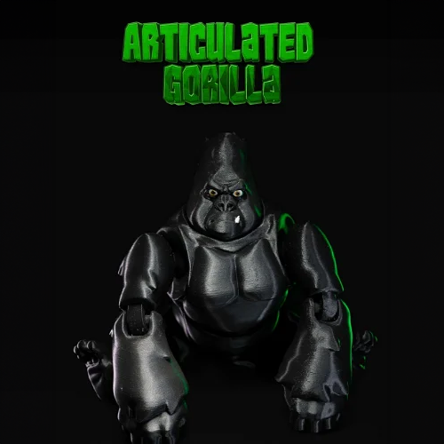 Heady Prints 3D printed black articulated gorilla, promo