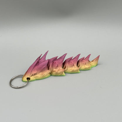 Heady Prints 3D printed multicolor articulated sea serpent, close up