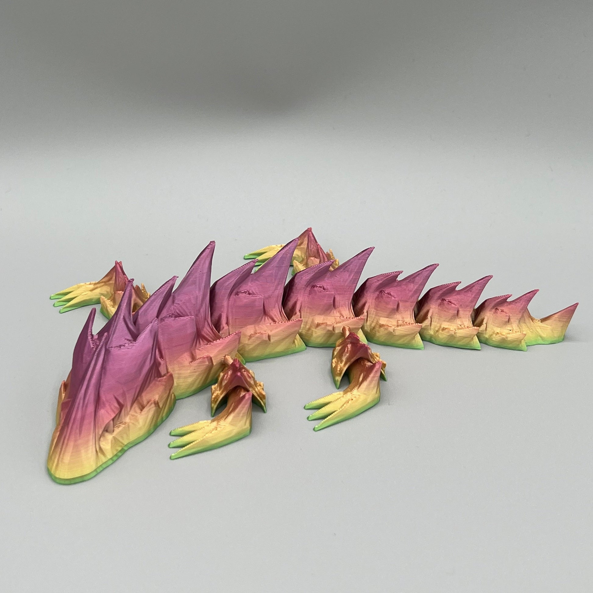 Heady Prints 3D printed multicolor articulated sea serpent, top view