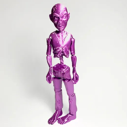 Heady Prints 3D printed purple articulated zombie, side view