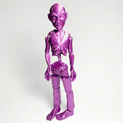 Heady Prints 3D printed purple articulated zombie, side view