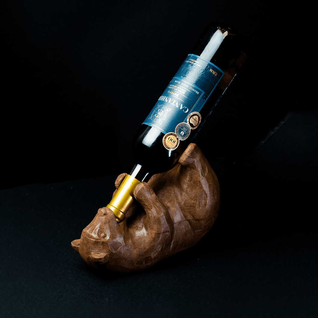 Heady Prints 3D printed bear wine bottle holder, full product view