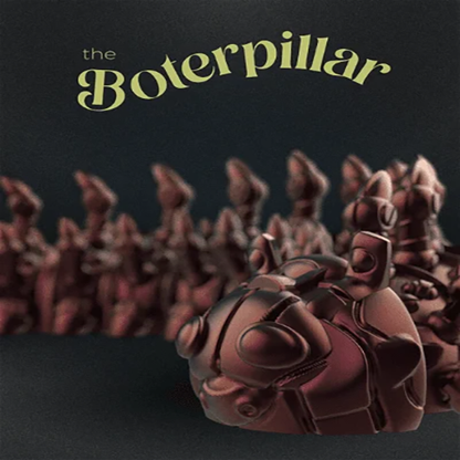 Heady Prints 3D printed orange Boterpillar articulated figurine, desk companion collectible