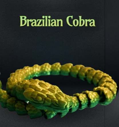 Heady Prints 3D printed green and yellow Brazilian Kobra, promo