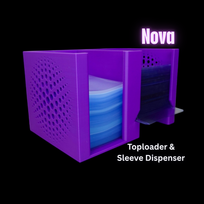 Heady Prints 3D printed purple Nova card care lite toploader and sleeve dispenser