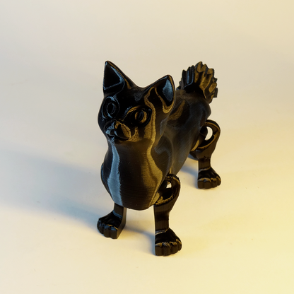 Heady Prints 3D printed black cat figurine, side view