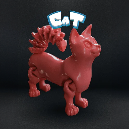 Heady Prints 3D printed red cat figurine, promo