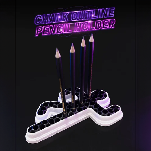 Heady Prints 3D printed chalk outline pencil holder, desk companion accessory