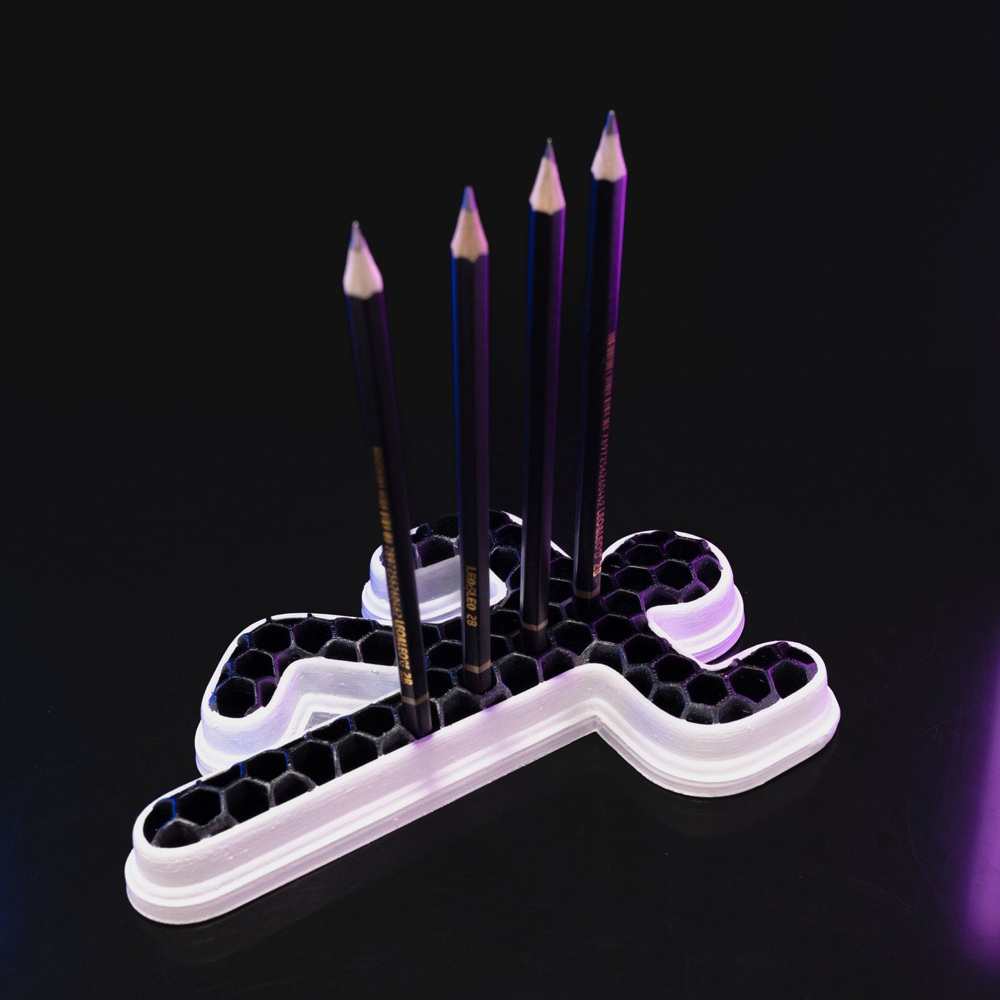 Heady Prints 3D printed purple chalk outline pencil holder, desk accessory
