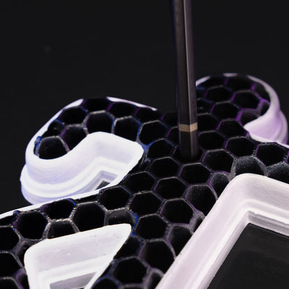 Heady Prints 3D printed white chalk outline pencil holder, detail view