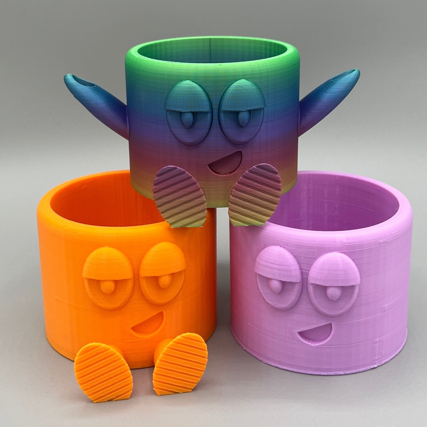 Heady Prints 3D printed multicolor chill buddy, group shot
