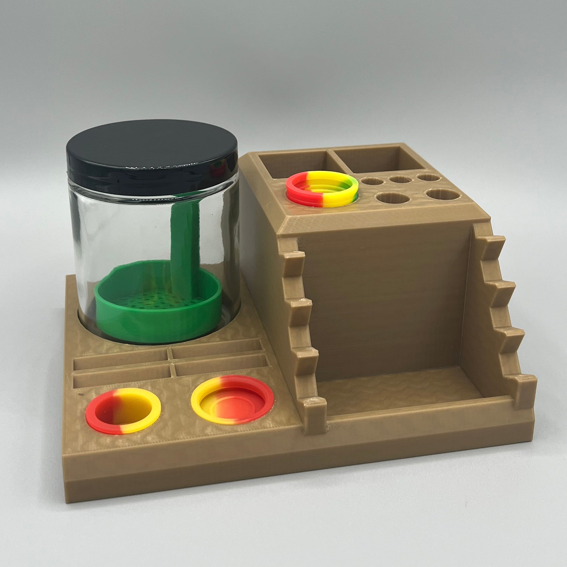 Heady Prints 3D printed brown chill pro station, front view