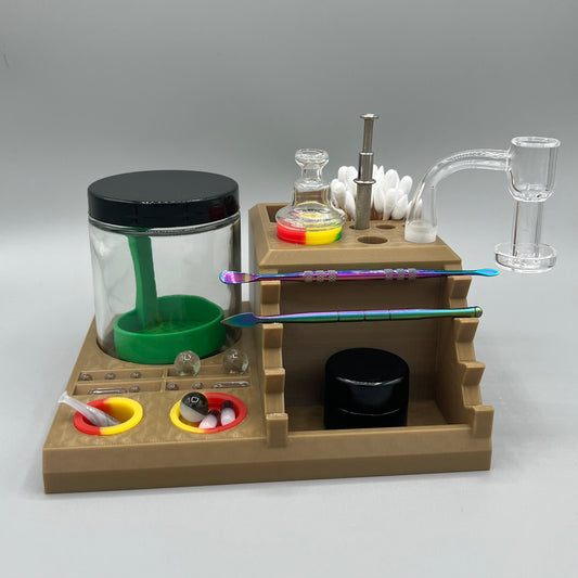 Heady Prints 3D printed brown chill pro station, side view