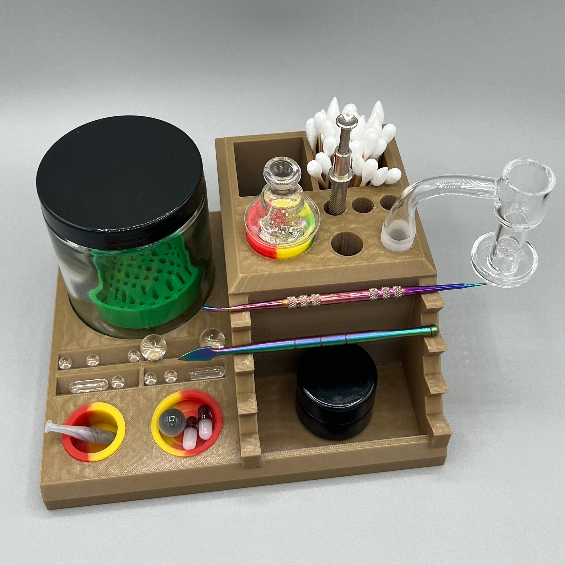 Heady Prints 3D printed brown chill pro station, with accessories