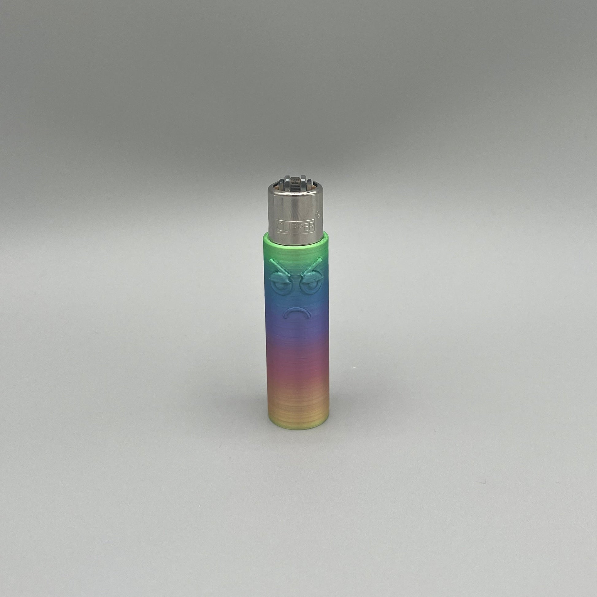 Heady Prints 3D printed multicolor clipper lighter keychain case, angry face