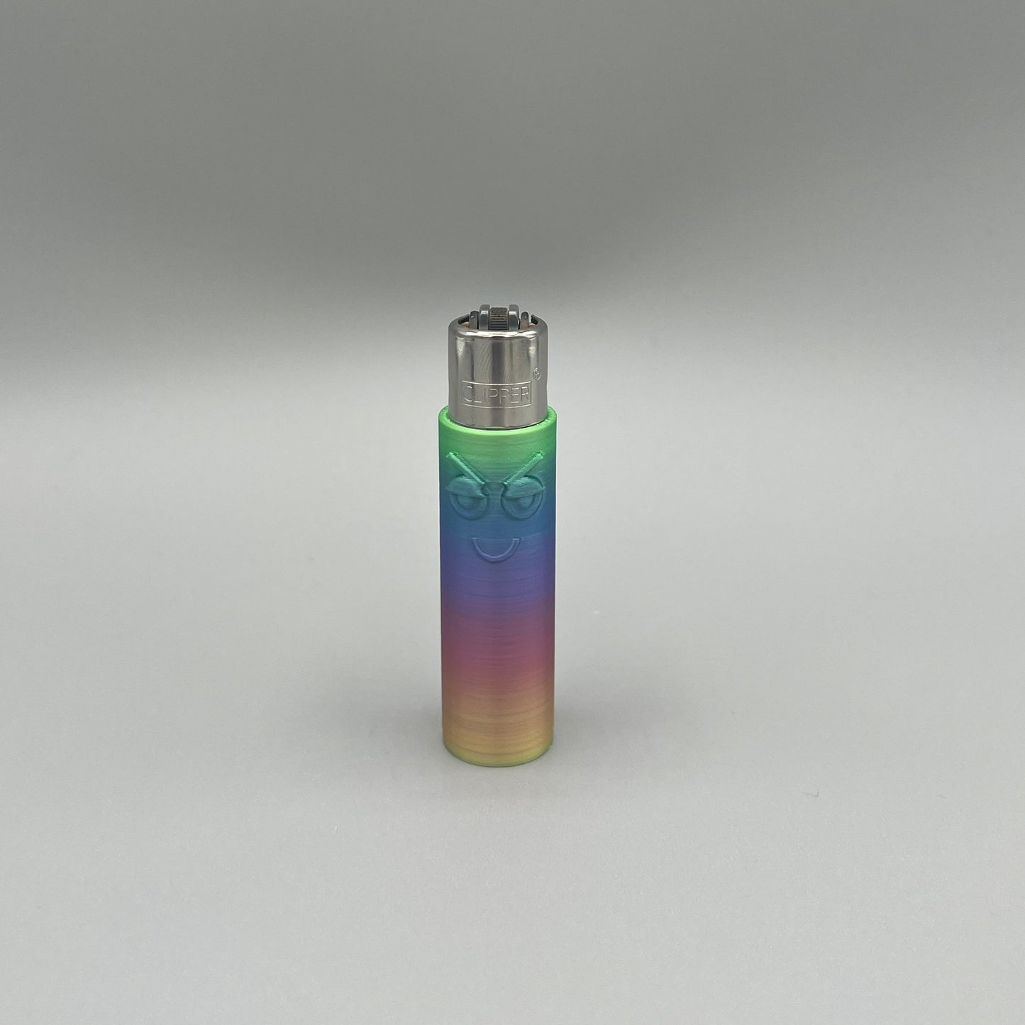 Heady Prints 3D printed multicolor clipper lighter keychain case, mischievous face