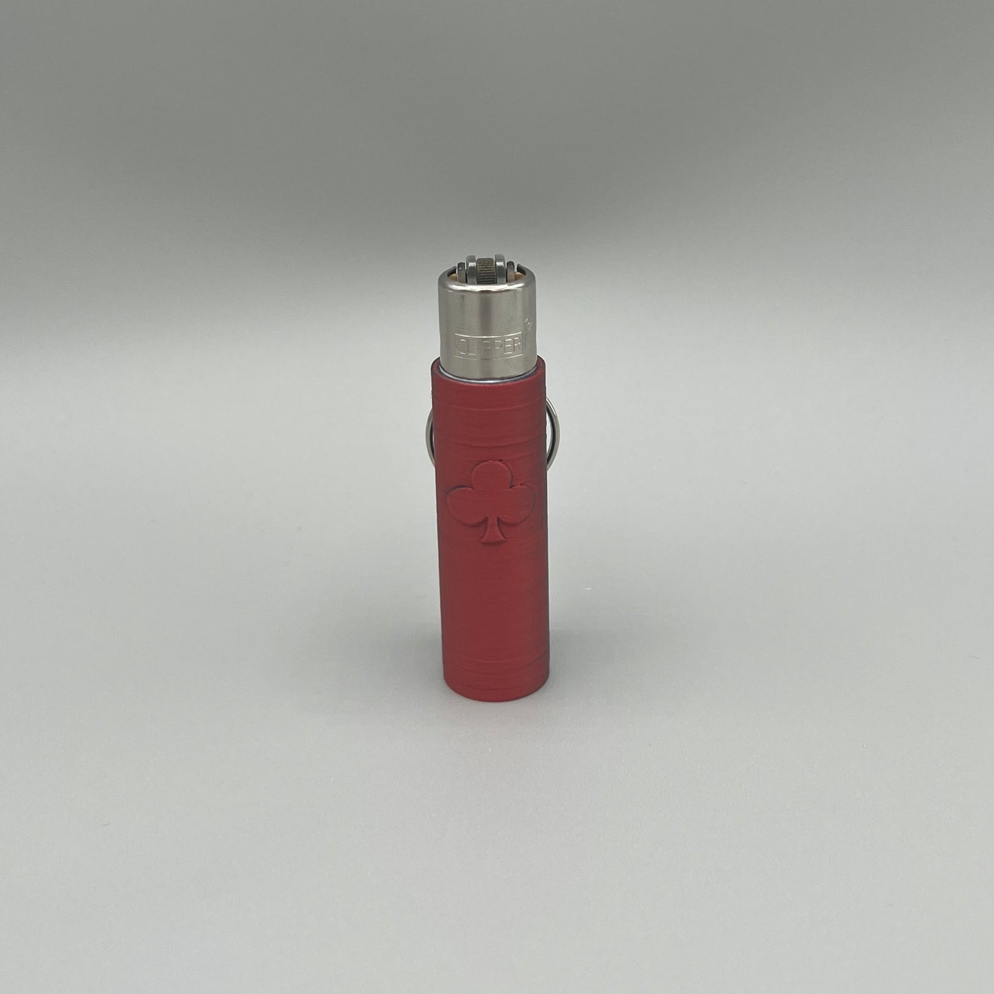 Heady Prints 3D printed red clipper lighter keychain case, clubs design