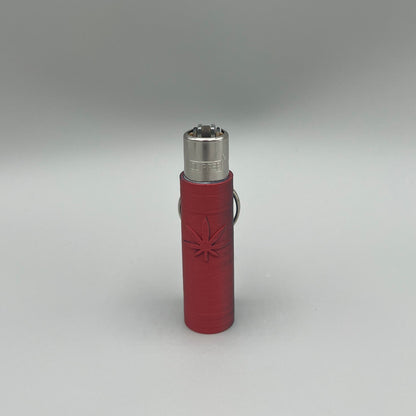 Heady Prints 3D printed red clipper lighter keychain case, pot leaf design