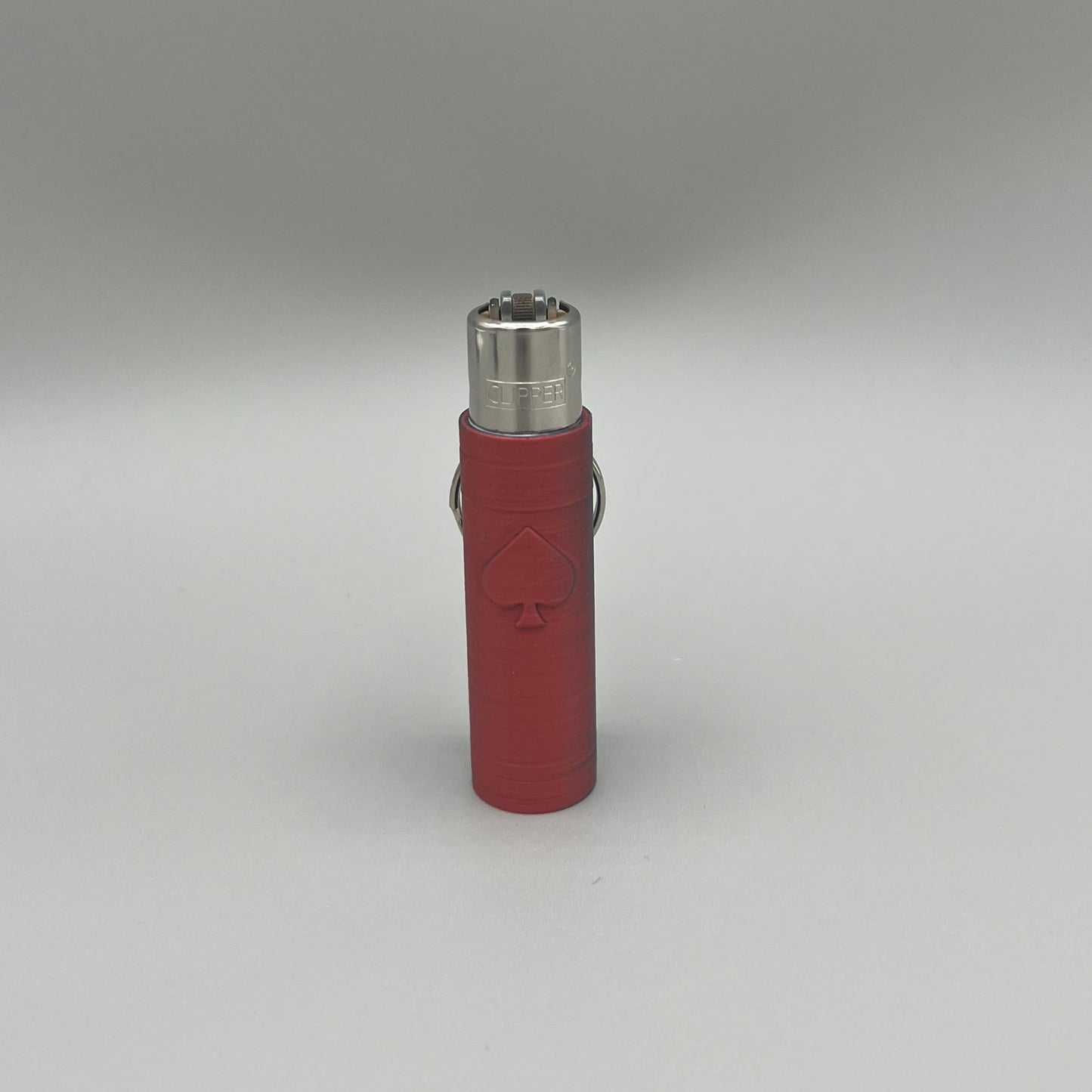 Heady Prints 3D printed red clipper lighter keychain case, spade design