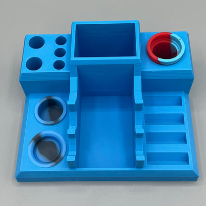Heady Prints 3D printed blue concentrate station, top view
