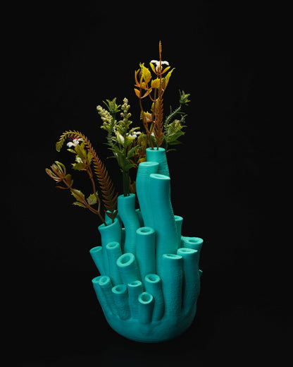 Heady Prints 3D printed pink and teal coral vase, product shot 1
