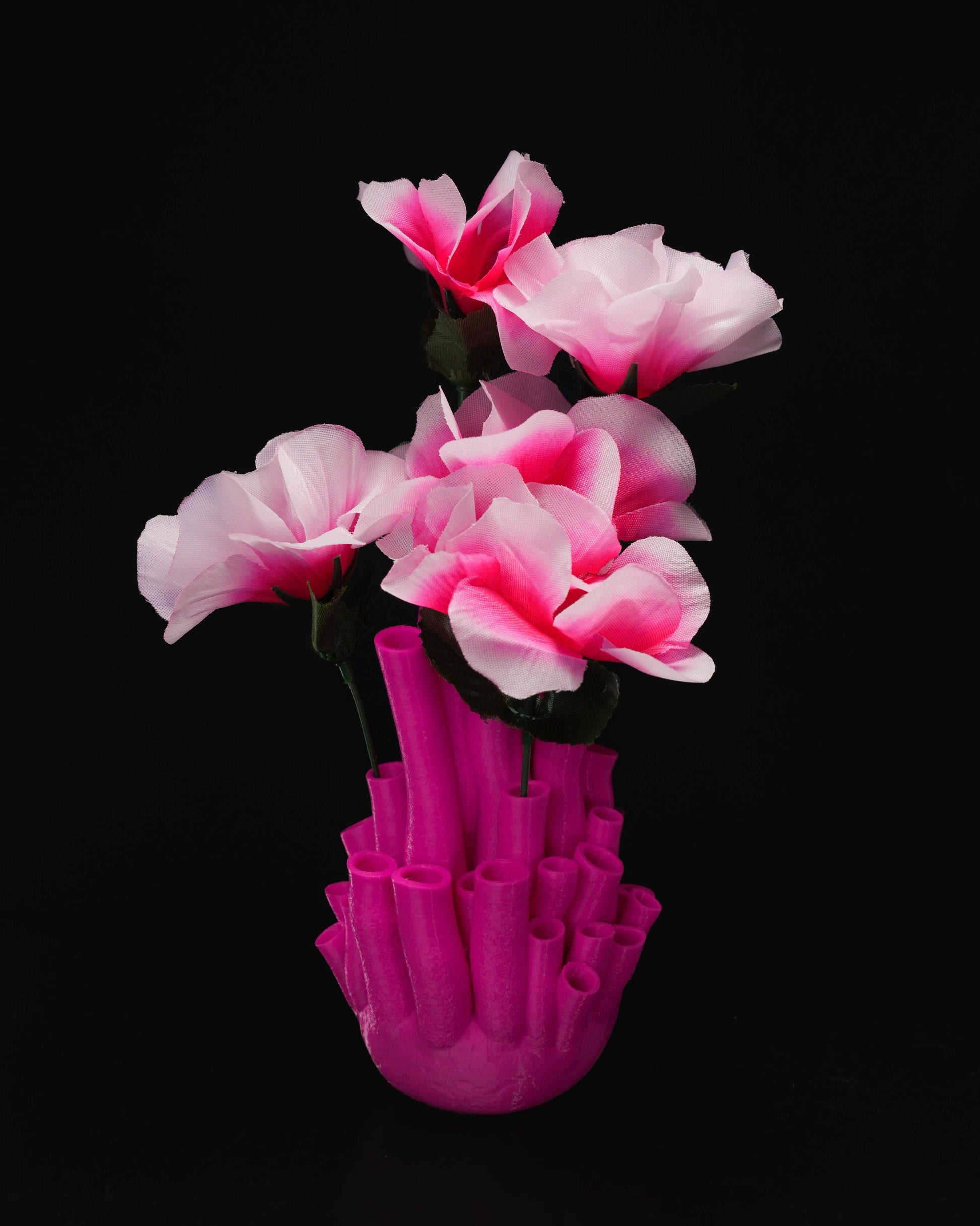 Heady Prints 3D printed pink and teal coral vase, product shot 3