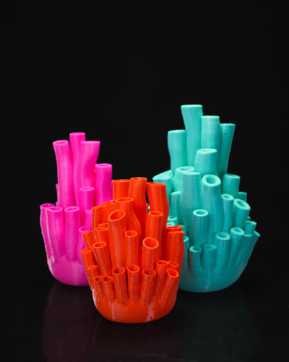 Heady Prints 3D printed pink and teal coral vase, product shot 8
