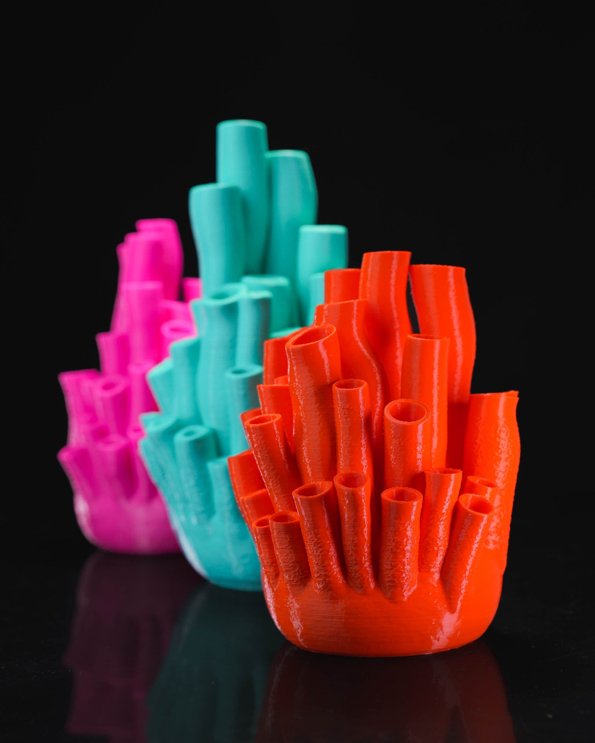 Heady Prints 3D printed pink and teal coral vase, product shot 9