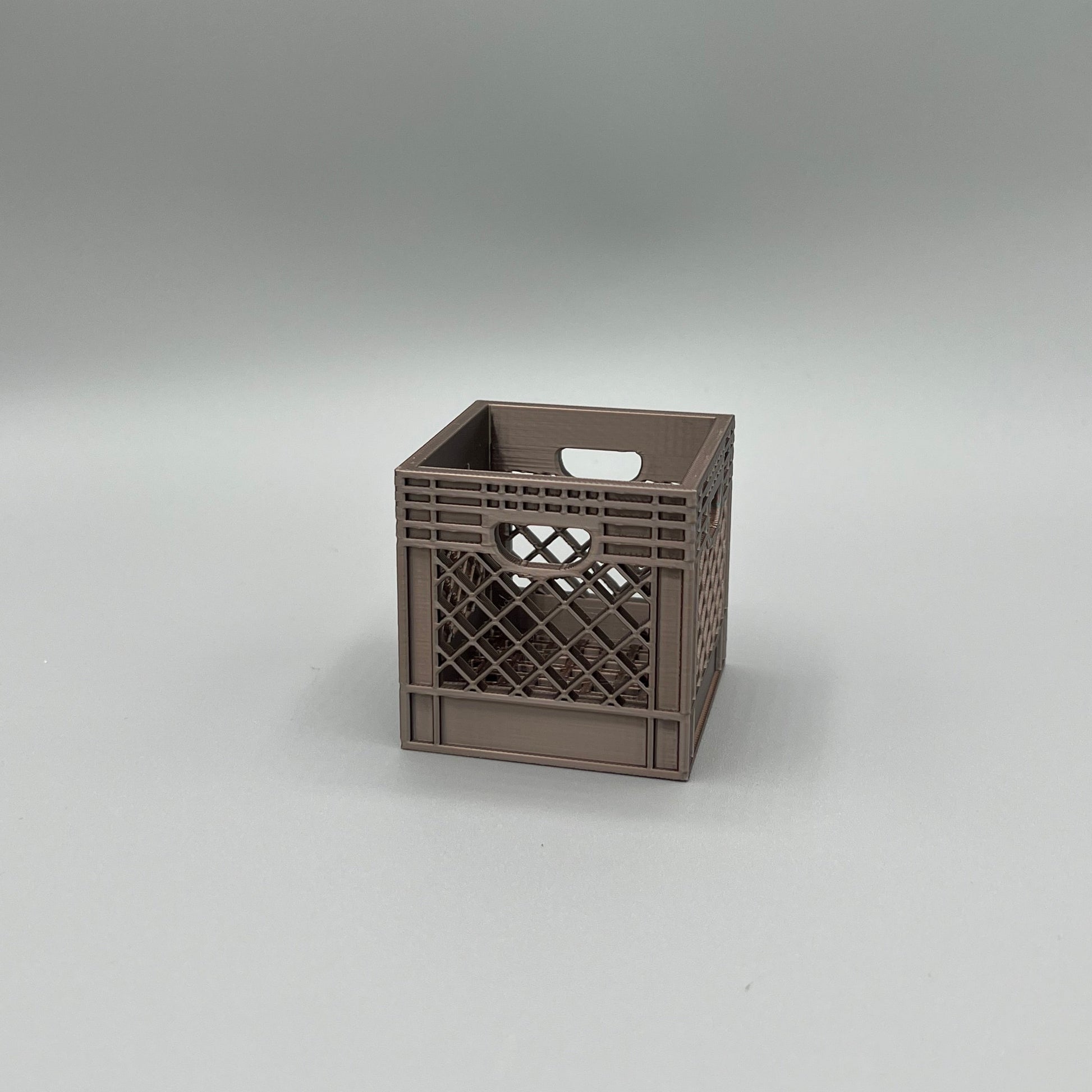 Heady Prints 3D printed brown crate desk organizer, empty