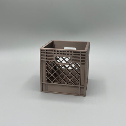 Heady Prints 3D printed brown crate desk organizer, front view