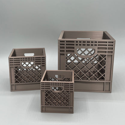 Heady Prints 3D printed brown crate desk organizer, group shot
