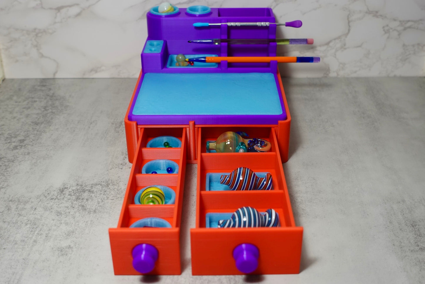 Heady Prints 3D printed multicolor desk organizer with stationery, desk companion collection