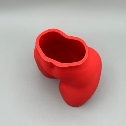 Heady Prints 3D printed red female body vase, side view